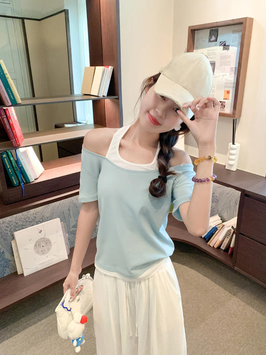 <曾小咸推荐>现货秒杀 ！微信超特价 2色假两件挂脖短袖T 日常109.99 立减60 秒杀49.99！休闲裤秒杀79.99！ 商品图7