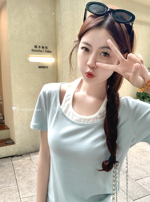 <曾小咸推荐>现货秒杀 ！微信超特价 2色假两件挂脖短袖T 日常109.99 立减60 秒杀49.99！休闲裤秒杀79.99！ 商品图3