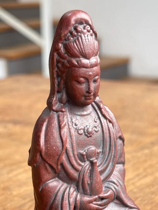 宜兴紫砂胎莲花座观音像，顺丰包邮 商品图7