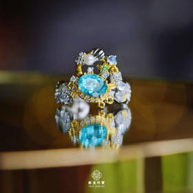龢盒原创 多宝小螃蟹银镶凌辉石珍珠月光戒指