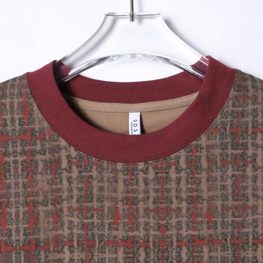 T4176SDSA夏季高级感新款男士撞色经典格纹短袖T恤复古休闲圆领上衣 商品图3