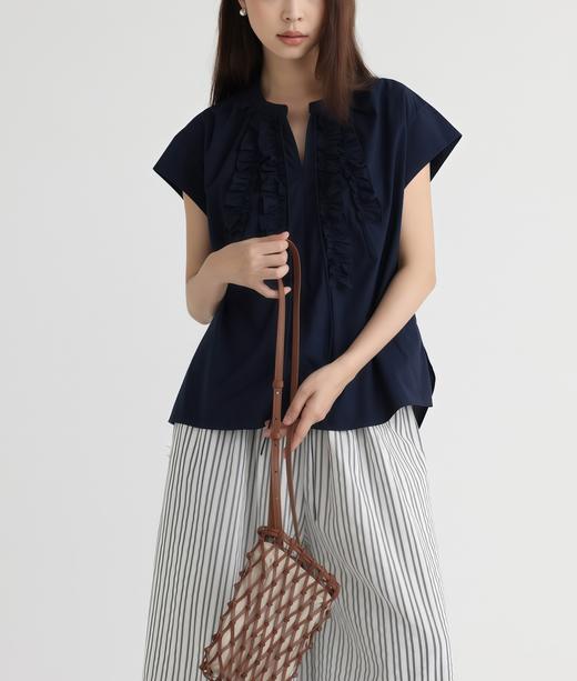 哥弟同款‘月下花眠’立领系带拼接飞飞袖花边衬衫上衣 商品图9