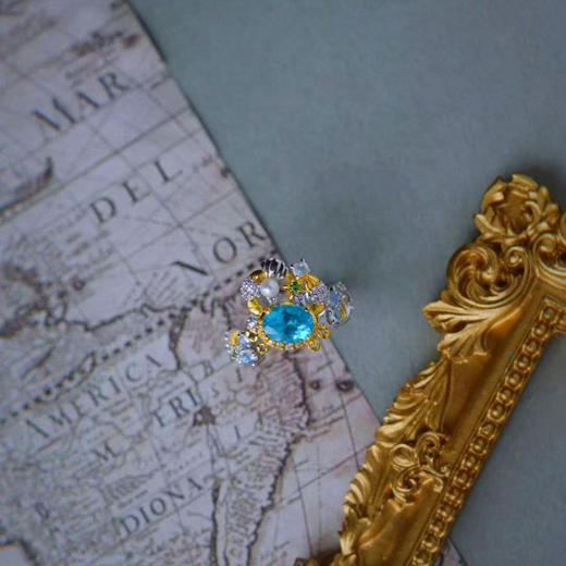 龢盒原创 多宝小螃蟹银镶凌辉石珍珠月光戒指 商品图3