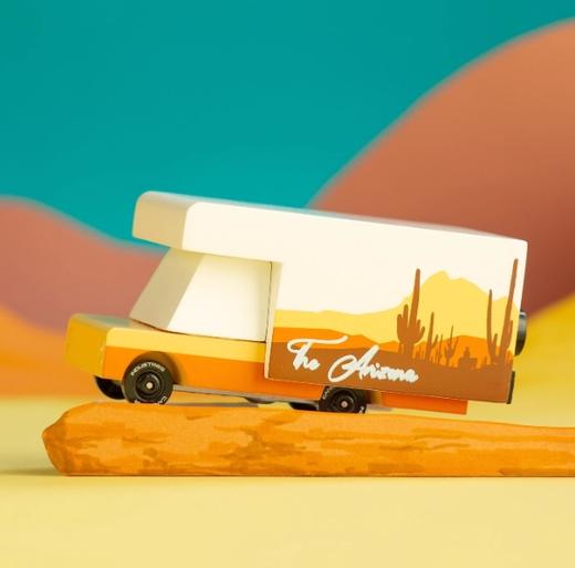 CandyCar木质手工小车--旅行系列亚利桑那黄色露营车 商品图0