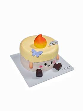 “快乐小火苗”蛋糕，配饰是巧克力装饰，提前5小时预定