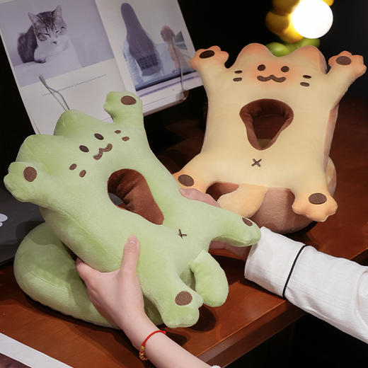 自然醒喵咪烤面包冰豆豆双面午睡枕学生趴桌子睡觉抱枕夏季午休办公室专用枕头QYL 商品图10