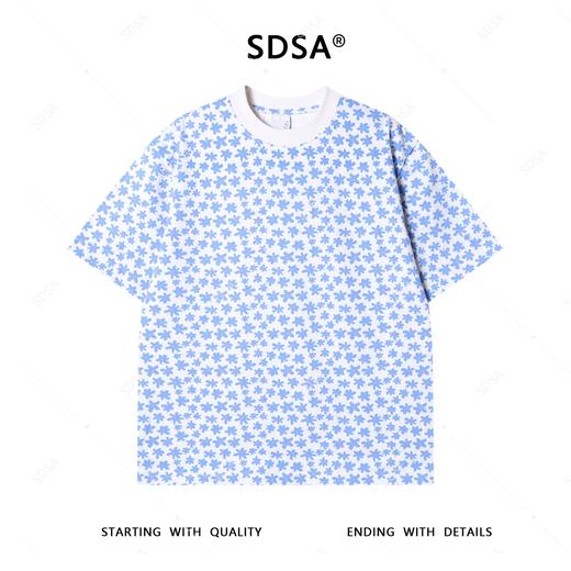 T4159SDSA夏季高级感新款男士满天星撞色满印花卉短袖T恤时尚百搭上衣 商品图1