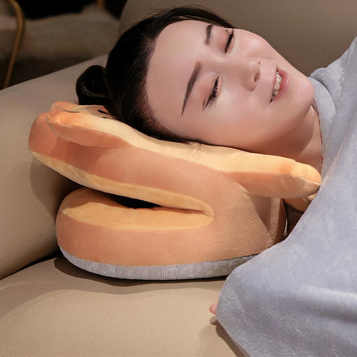 自然醒喵咪烤面包冰豆豆双面午睡枕学生趴桌子睡觉抱枕夏季午休办公室专用枕头QYL 商品图13