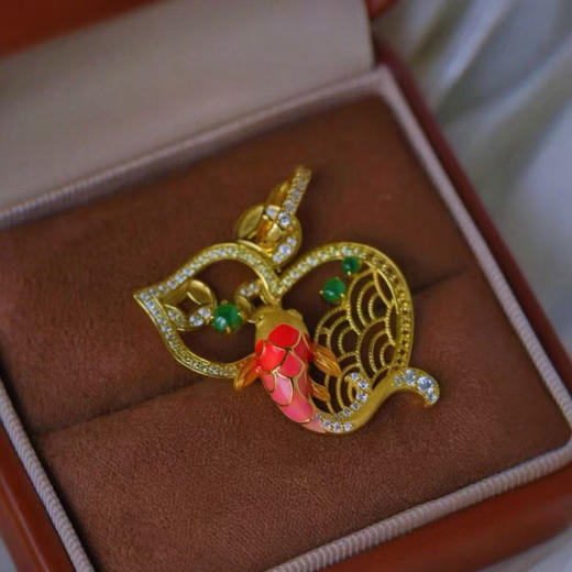 龢盒原创 银镶翡翠如意锦鲤耳环吊坠套 商品图4