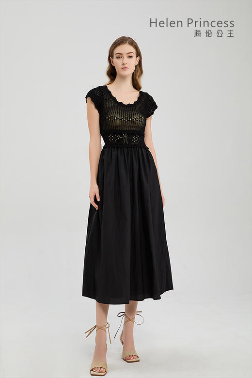 镂空钩花U领连衣裙 商品图5