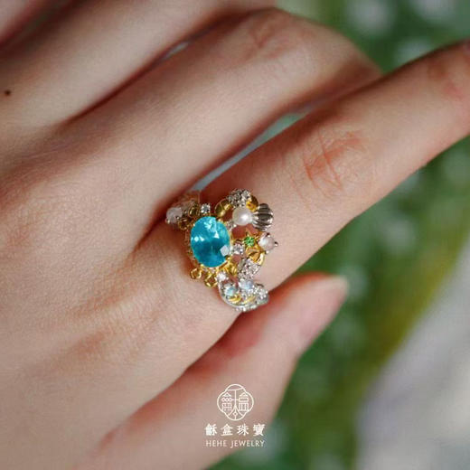 龢盒原创 多宝小螃蟹银镶凌辉石珍珠月光戒指 商品图4