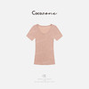 COCO ZONE 刘一一【100棉羊毛】U领纯色肌理感短袖T恤CD1A1087 商品缩略图0