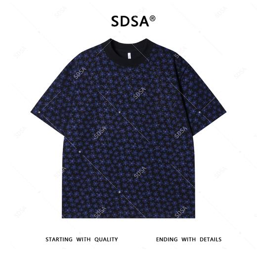 T4159SDSA夏季高级感新款男士满天星撞色满印花卉短袖T恤时尚百搭上衣 商品图1