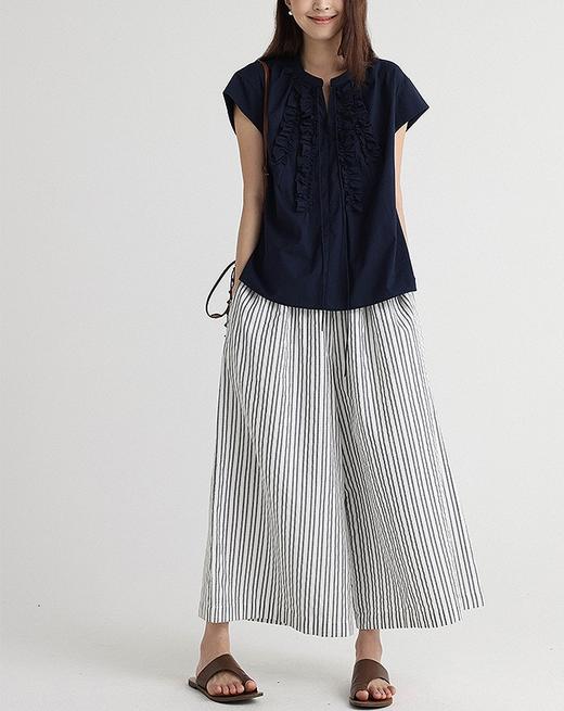 哥弟同款‘月下花眠’立领系带拼接飞飞袖花边衬衫上衣 商品图14