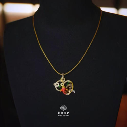 龢盒原创 银镶翡翠如意锦鲤耳环吊坠套 商品图5