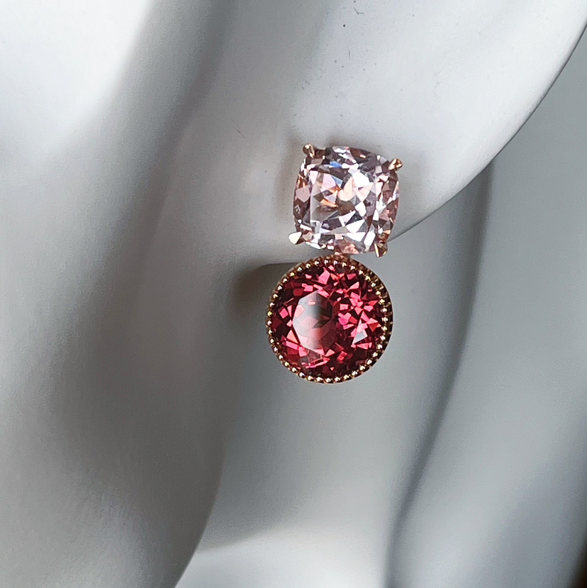 BY EVITA系列 CHIC系列 18K镶摩根石和碧玺 耳钉