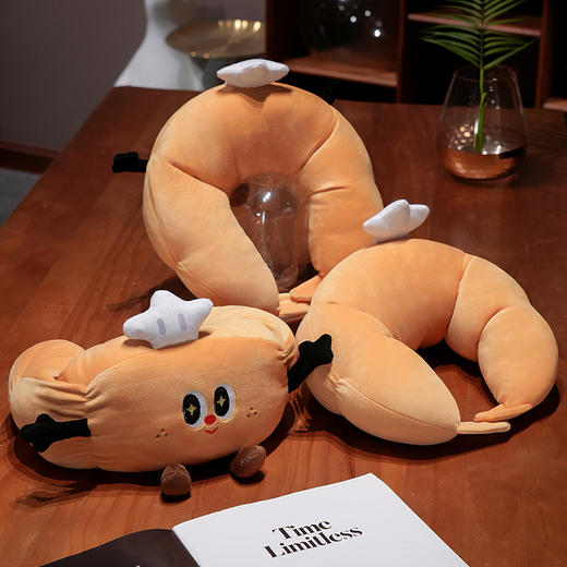 自然醒趣味牛角包毛毛虫U枕办公室午睡枕学生宿舍护颈枕便携式QYL 商品图10