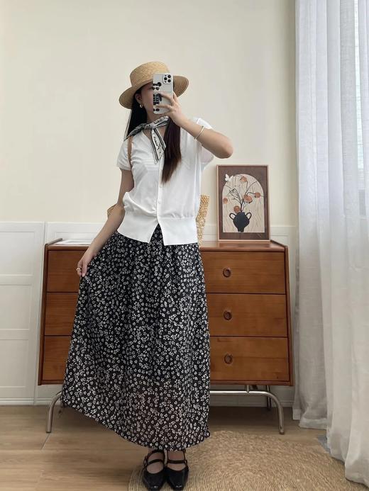 天丝亚麻玄锦纱花花半身裙 ME3486 商品图4