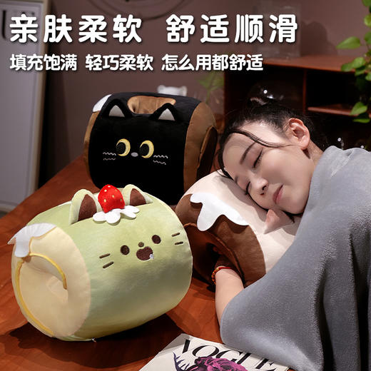自然醒猫咪瑞士卷带孔午睡枕趴睡枕儿童小学生教室睡觉枕头抱枕办公室QYL 商品图4