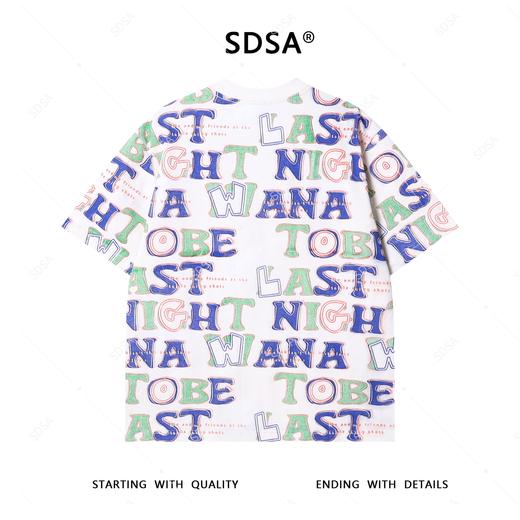 T4178SDSA夏季高级感新款男士美式撞色满印字母设计短袖T恤小众百搭潮 商品图5