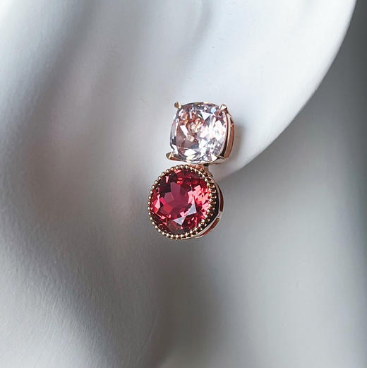 BY EVITA系列 CHIC系列 18K镶摩根石和碧玺 耳钉 商品图1