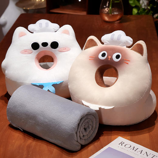自然醒圆眼小厨师冰豆豆双面午睡枕桌上儿童枕头睡觉午睡神器趴趴枕夏季QYL 商品图9
