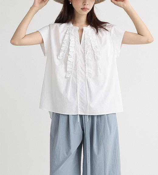 哥弟同款‘月下花眠’立领系带拼接飞飞袖花边衬衫上衣 商品图4