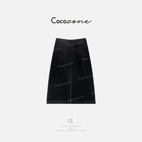 COCO ZONE 刘一一 高级感丝绒后中拉链显瘦A字半身裙CD1A0029