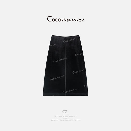 COCO ZONE 刘一一 高级感丝绒后中拉链显瘦A字半身裙CD1A0029 商品图0