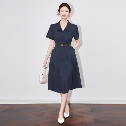 「高货wl」全新升级【铂金会员358/天猫479/差价121】(11753)洛诗琳法式气质翻领连衣裙2025夏季收腰显瘦通勤衬衫裙女 商品图1