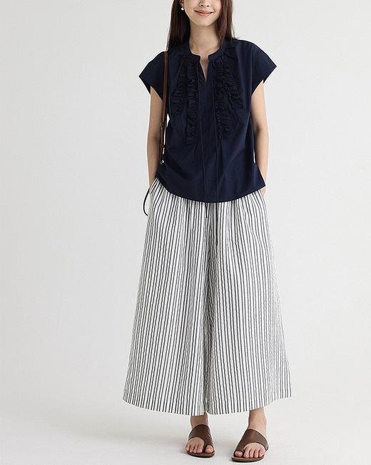 哥弟同款‘月下花眠’立领系带拼接飞飞袖花边衬衫上衣 商品图7