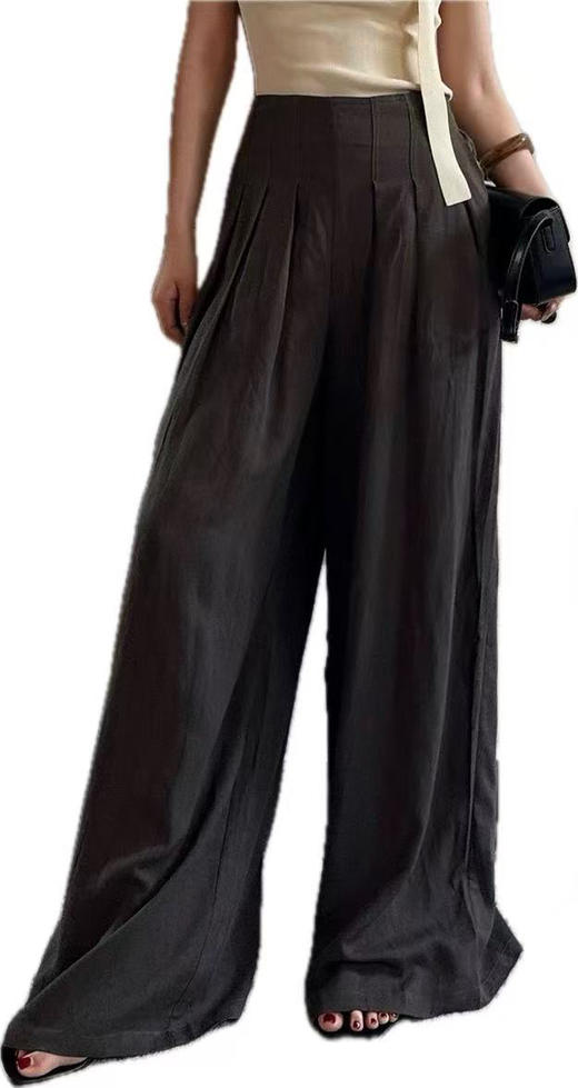 TH* ROW纯圆高腰鱼骨压线亚麻混纺阔腿裤。 自己备注号码 商品图7