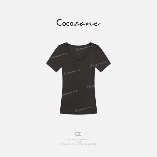 COCO ZONE 刘一一【100棉羊毛】U领纯色肌理感短袖T恤CD1A1087 商品图2