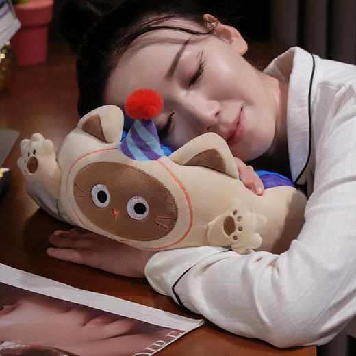 自然醒小手打开冰豆豆毛毛虫U枕办公室午睡午休护颈枕头旅行抱枕飞机神器QYL 商品图12