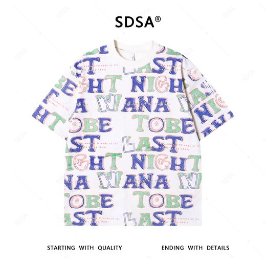 T4178SDSA夏季高级感新款男士美式撞色满印字母设计短袖T恤小众百搭潮 商品图1