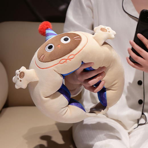 自然醒小手打开冰豆豆毛毛虫U枕办公室午睡午休护颈枕头旅行抱枕飞机神器QYL 商品图14