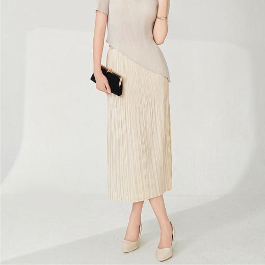 「自」全新升级【铂金会员220/天猫289/差价69】(53923)洛诗琳高级感褶皱半身裙2025夏季松紧腰a字中长款气质百褶裙 商品图2