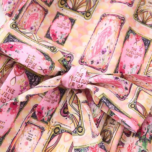 「高货wl」全新升级【铂金会员321/天猫429/差价108】(12505)洛诗琳圆领重工印花连衣裙2025夏季显瘦系带收腰显瘦裙子 商品图2