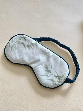 竹纹淡雅蓝真丝眼罩