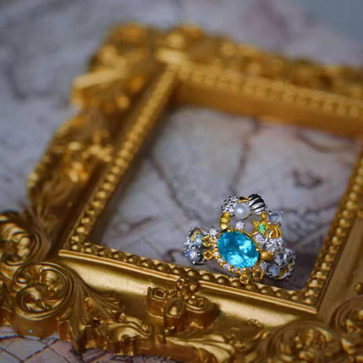 龢盒原创 多宝小螃蟹银镶凌辉石珍珠月光戒指 商品图2