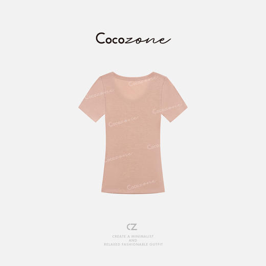 COCO ZONE 刘一一【100棉羊毛】U领纯色肌理感短袖T恤CD1A1087 商品图1