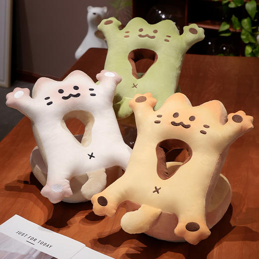 自然醒喵咪烤面包冰豆豆双面午睡枕学生趴桌子睡觉抱枕夏季午休办公室专用枕头QYL 商品图6