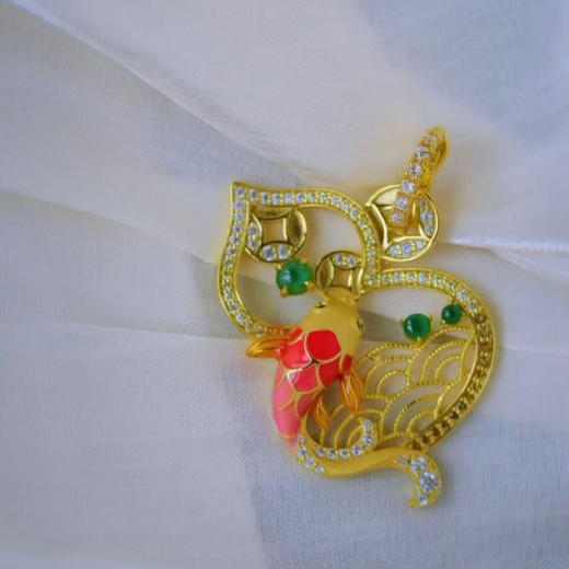 龢盒原创 银镶翡翠如意锦鲤耳环吊坠套 商品图1