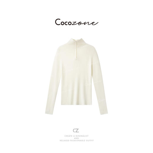COCO ZONE 刘一一【100美丽诺羊毛】修身立领毛织上衣 CD2A1575 商品图1