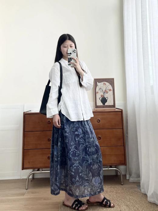 天丝亚麻玄锦纱花花半身裙 ME3486 商品图2