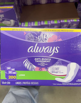 特价！Always超薄加长（200片护垫/76片夜用/88片日用）卫生巾 加倍吸收型不含荧光剂 温哥华直邮