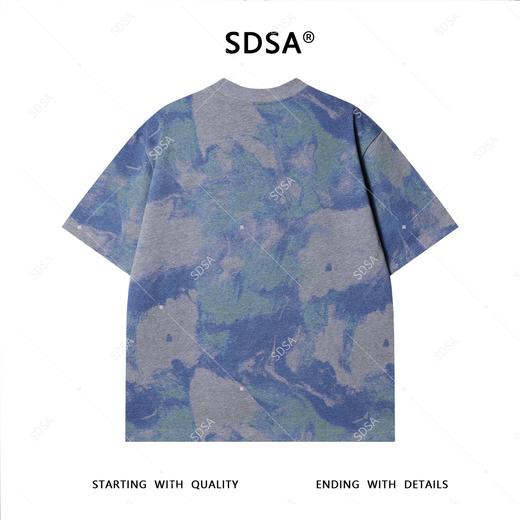 T4148SDSA夏季高级感新款男士韩版扎染撞色设计短袖T恤圆领百搭上衣 商品图5