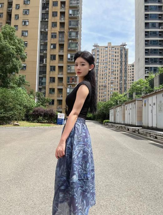 天丝亚麻玄锦纱花花半身裙 ME3486 商品图5