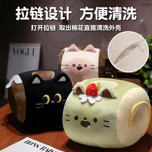 自然醒猫咪瑞士卷带孔午睡枕趴睡枕儿童小学生教室睡觉枕头抱枕办公室QYL 商品图5