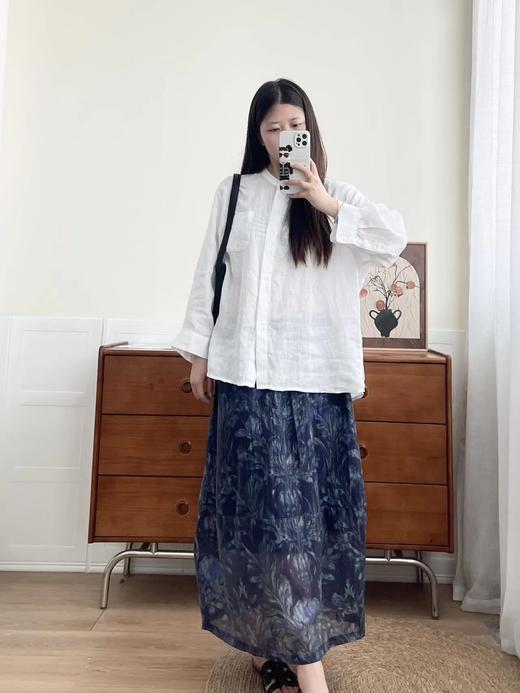 天丝亚麻玄锦纱花花半身裙 ME3486 商品图1